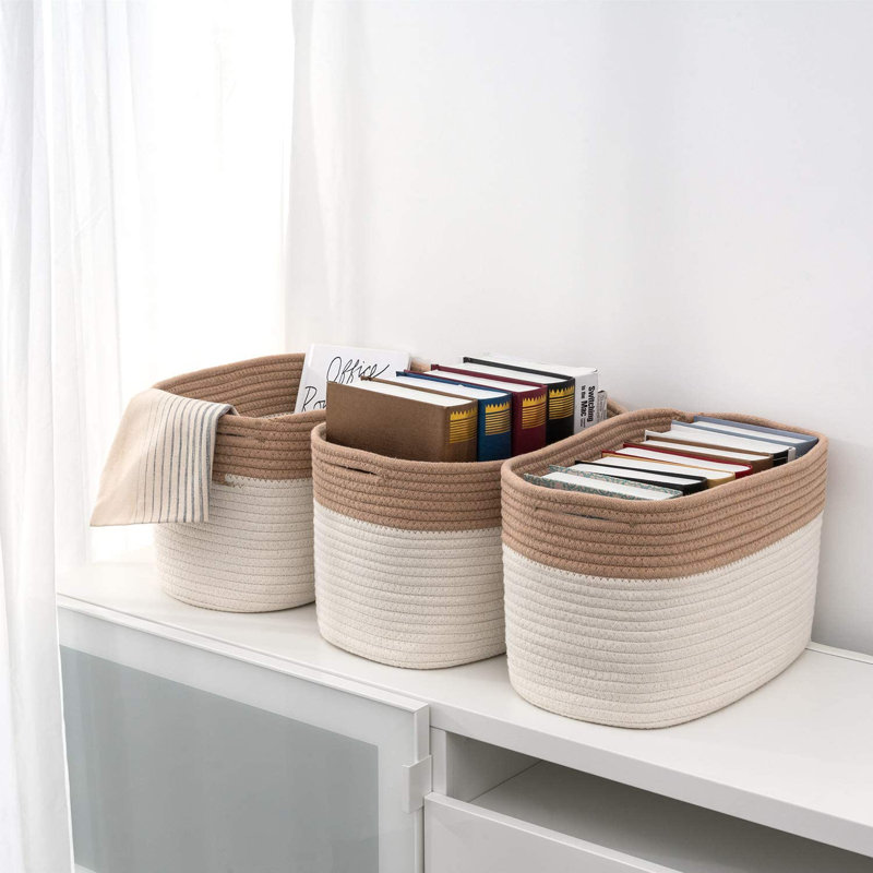 Rosecliff Heights UBBCARE Cotton Rope Storage Baskets Bin Set Of 3